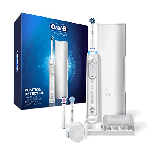 Oral-B 8000 Bluetooth Electric Toothbrush - Smart Rechargeable Toothbrush with Pressure Sensor & Timer - Perfect for Travel & Home Oral Care (White)