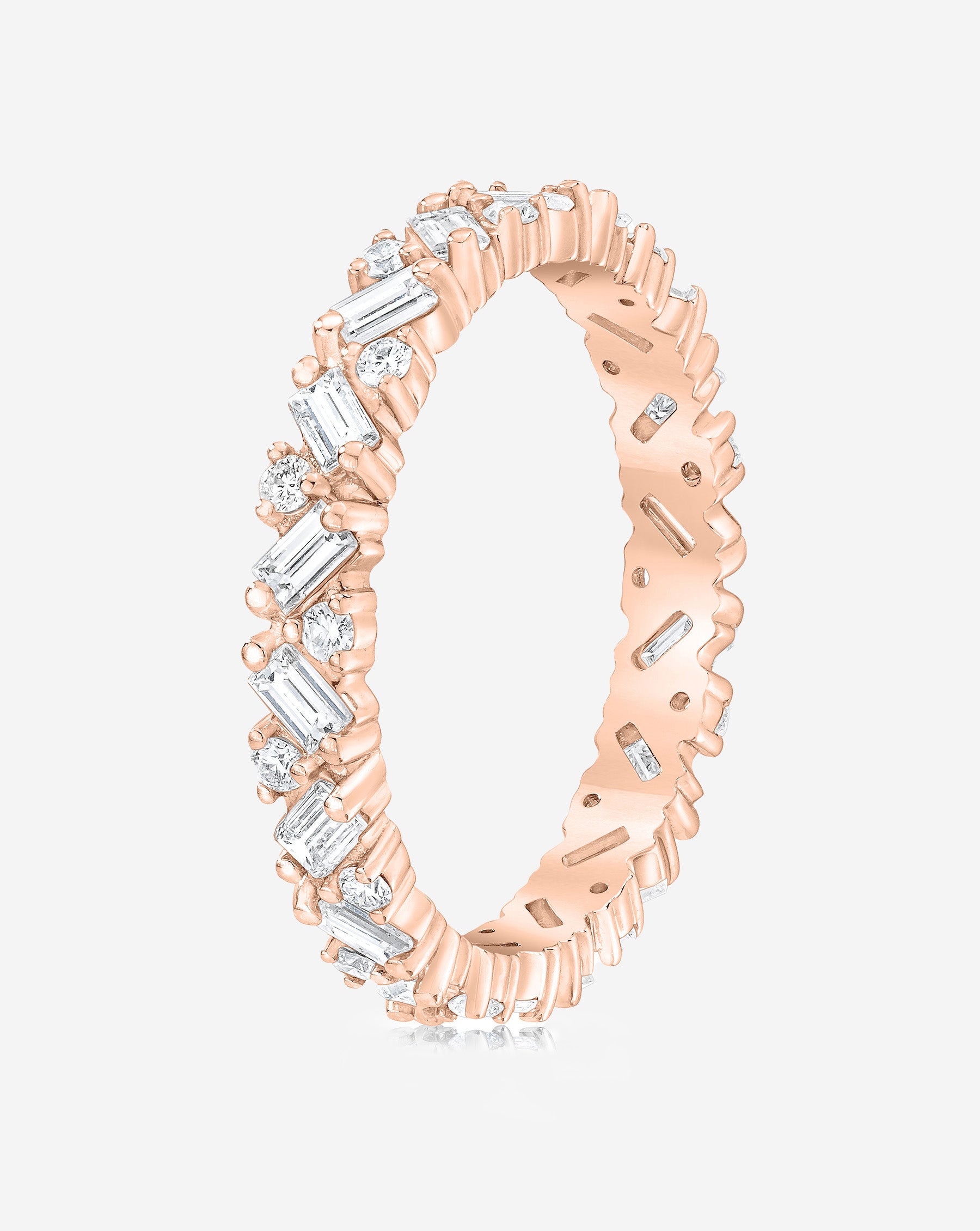 Baguette Cluster Eternity Band Ring - Elegant Wedding Band for Women, Stackable Diamond Ring for Anniversary & Engagement - Perfect for Bridal Jewelry & Special Occasions