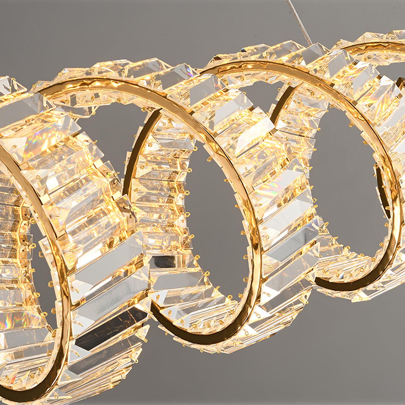 Elegant Curved LED Chandelier - Modern Crystal Ceiling Light Fixture for Dining Room, Living Room & Bedroom | Energy-Efficient Dimmable Lighting for Home Decor