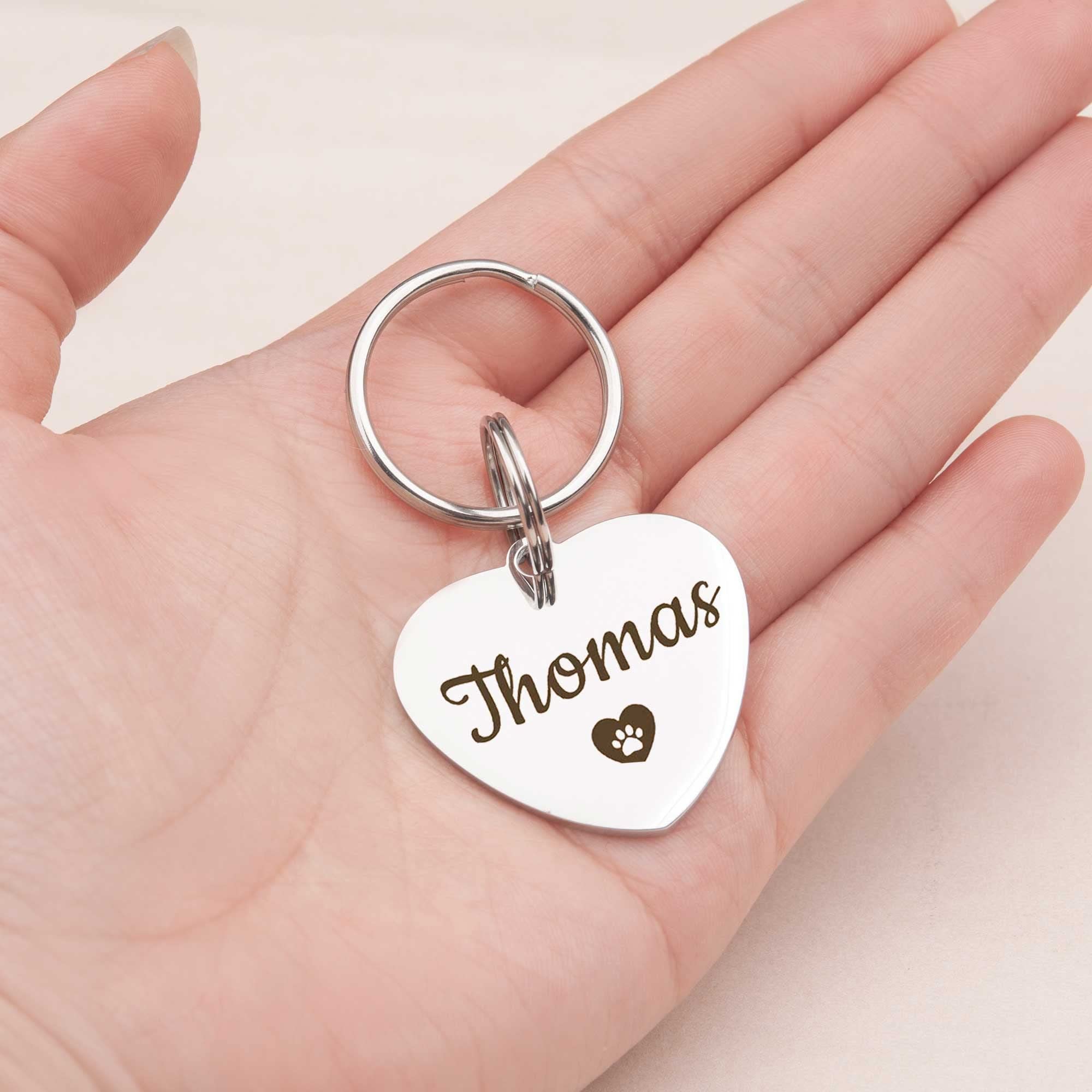 Personalized Rose Gold Heart-Shaped Pet ID Tag - Anavia Glossy Stainless Steel Dog & Cat Collar Tag (Small) - Perfect for Daily Walks, Vet Visits & Pet Safety Identification