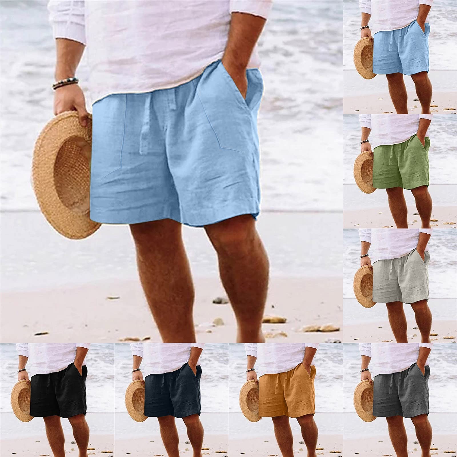BIFUTON Men's Linen Shorts - Breathable Drawstring Casual Summer Shorts | Beach, Swimming & Board Shorts for Outdoor Activities