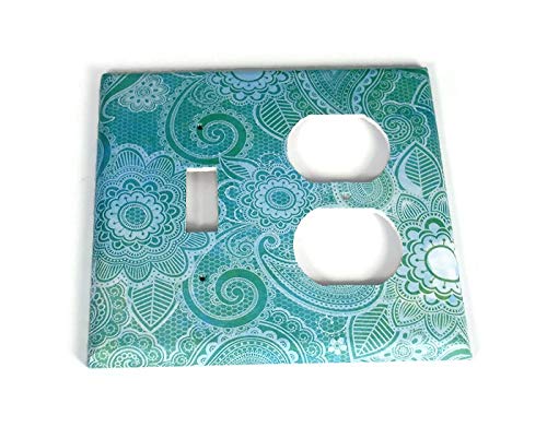 Teal Paisley Toggle Light Switch Plate - Home Decor Upgrade