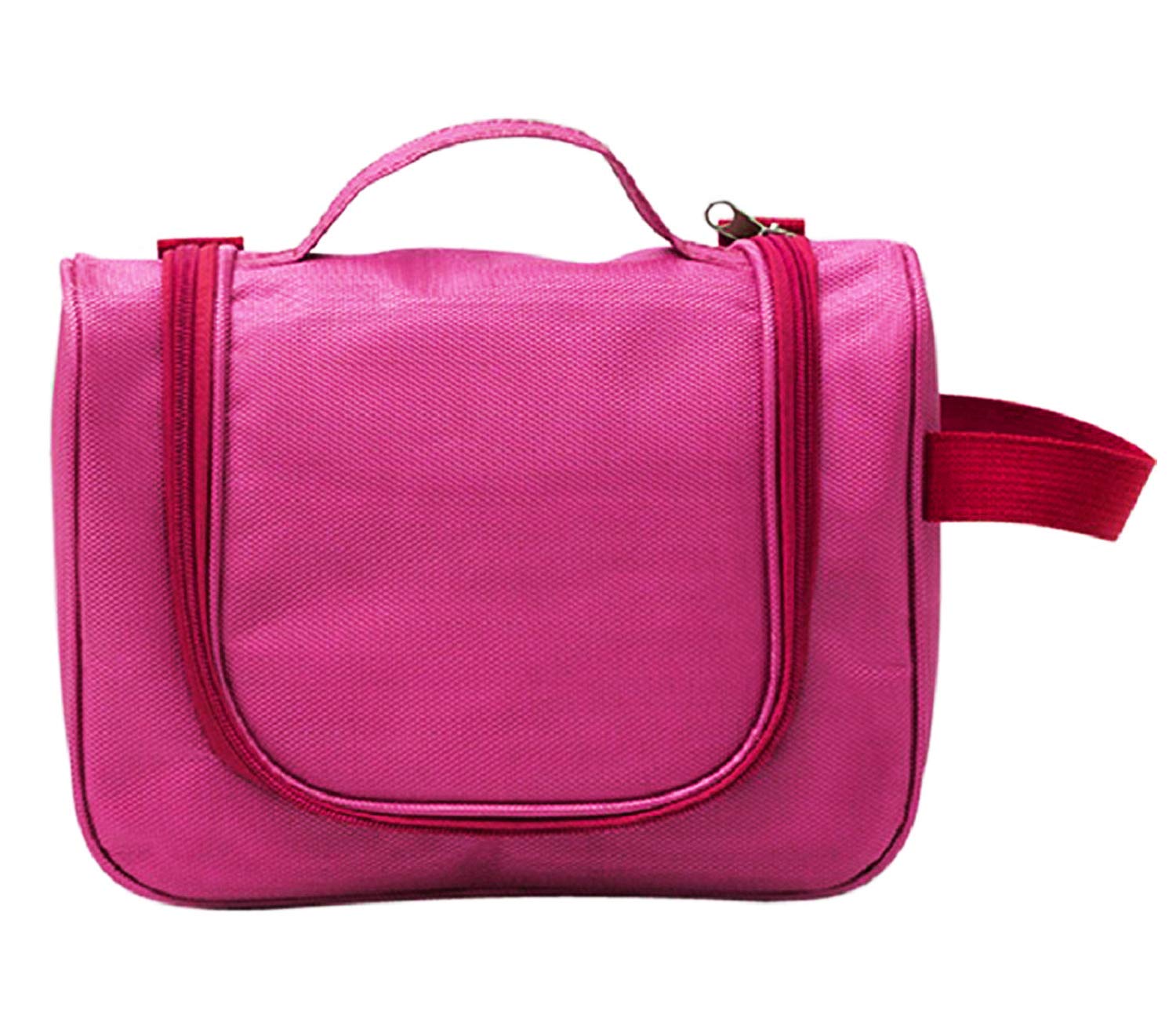 Heart Home Canvas Toiletry Travel Bag for Men & Women - Waterproof Cosmetic Makeup Organizer Pouch with Shaving Kit (Magenta) - Perfect for Gym, Travel & Daily Use - HEART2599