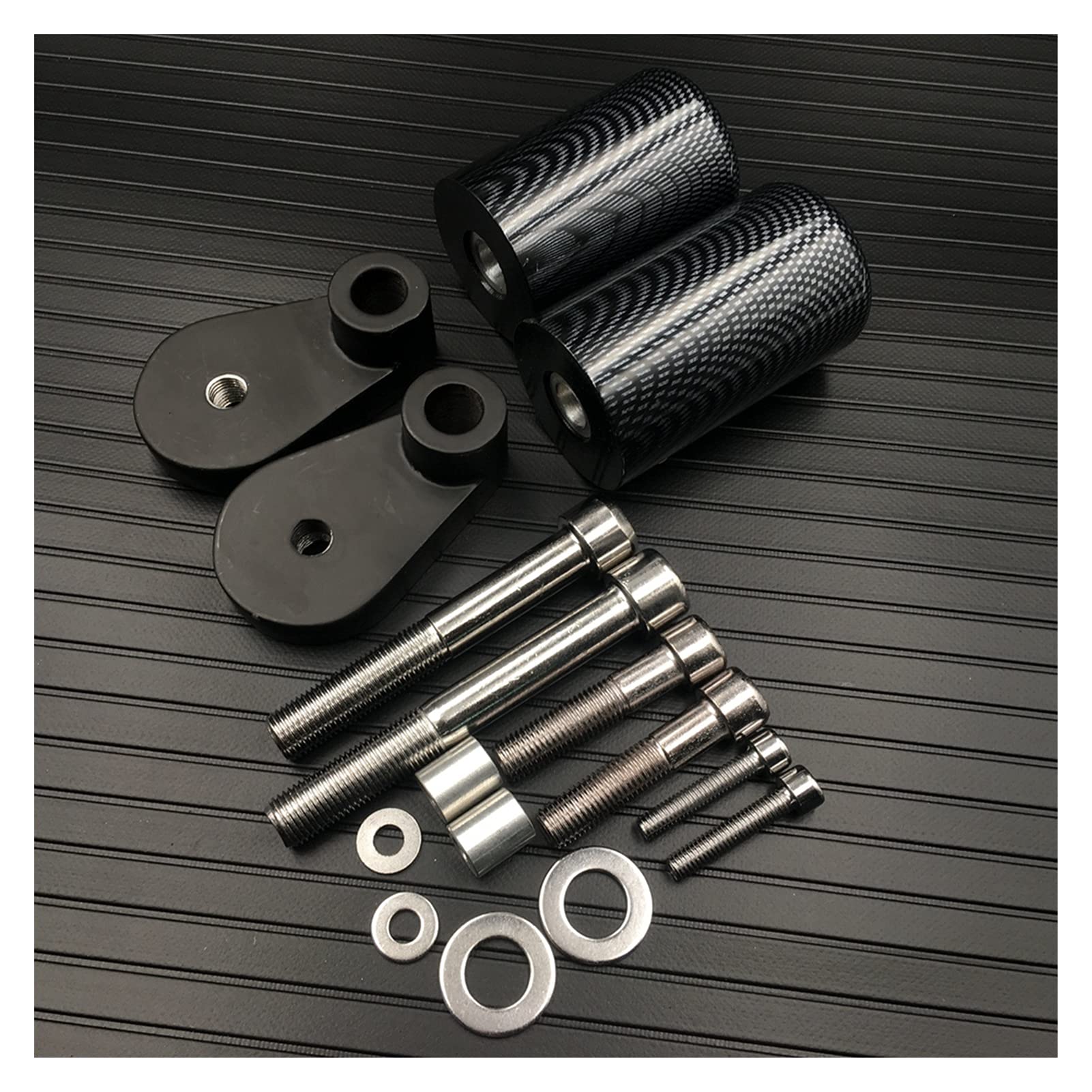 Black Carbon Motorcycle Frame Sliders for Honda CBR1000RR 2006-2007 - No Cut Crash Protectors with Fairing Side Protection Kit | Durable Carbon Fiber Motorcycle Parts for Street & Track Racing Protection