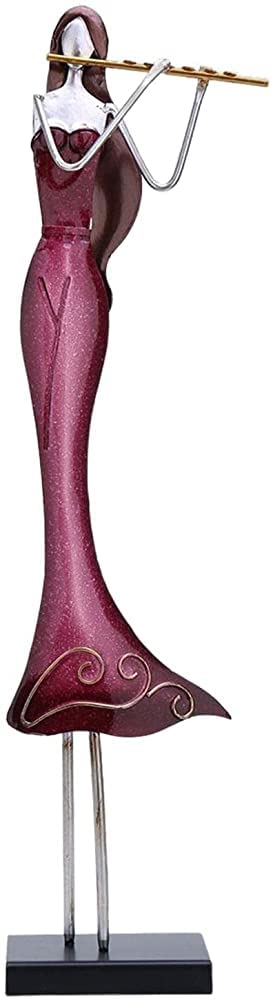 Vintage Music Girl Figurine - Hand-Painted Metal Miniature Statue for Office, Yard, TV Shelf & Cabinet Decor (Purple) | Perfect Gift for Music Lovers & Home Decoration