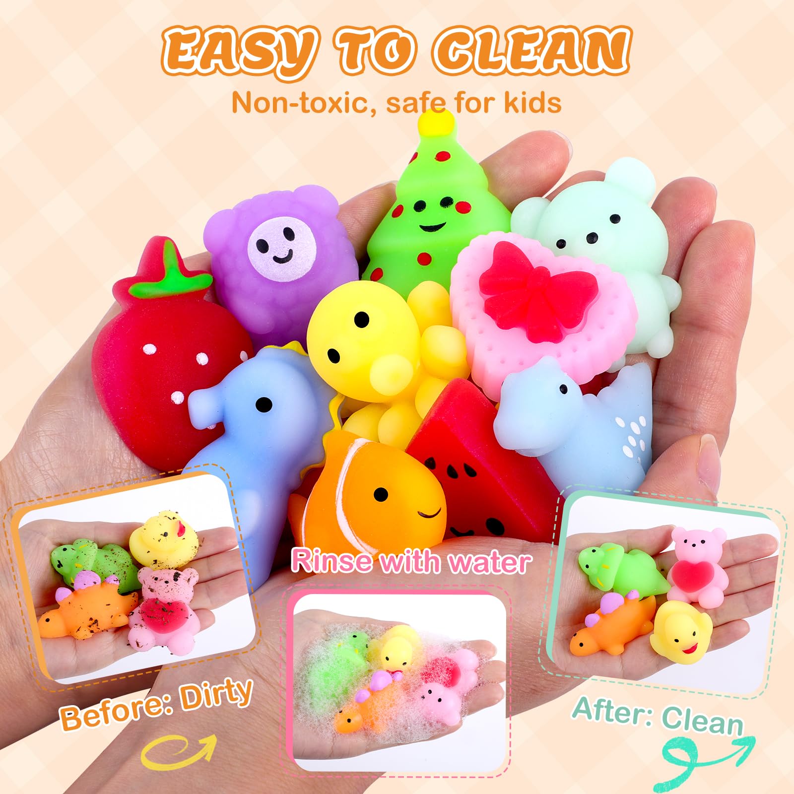 40 Pack Mochi Squishy Toys for Kids - Soft Stress Relief Fidget Toys, Party Favors, Classroom Prizes & Easter Basket Stuffers - Perfect for Sensory Play, Anxiety Relief and Fun Party Gifts