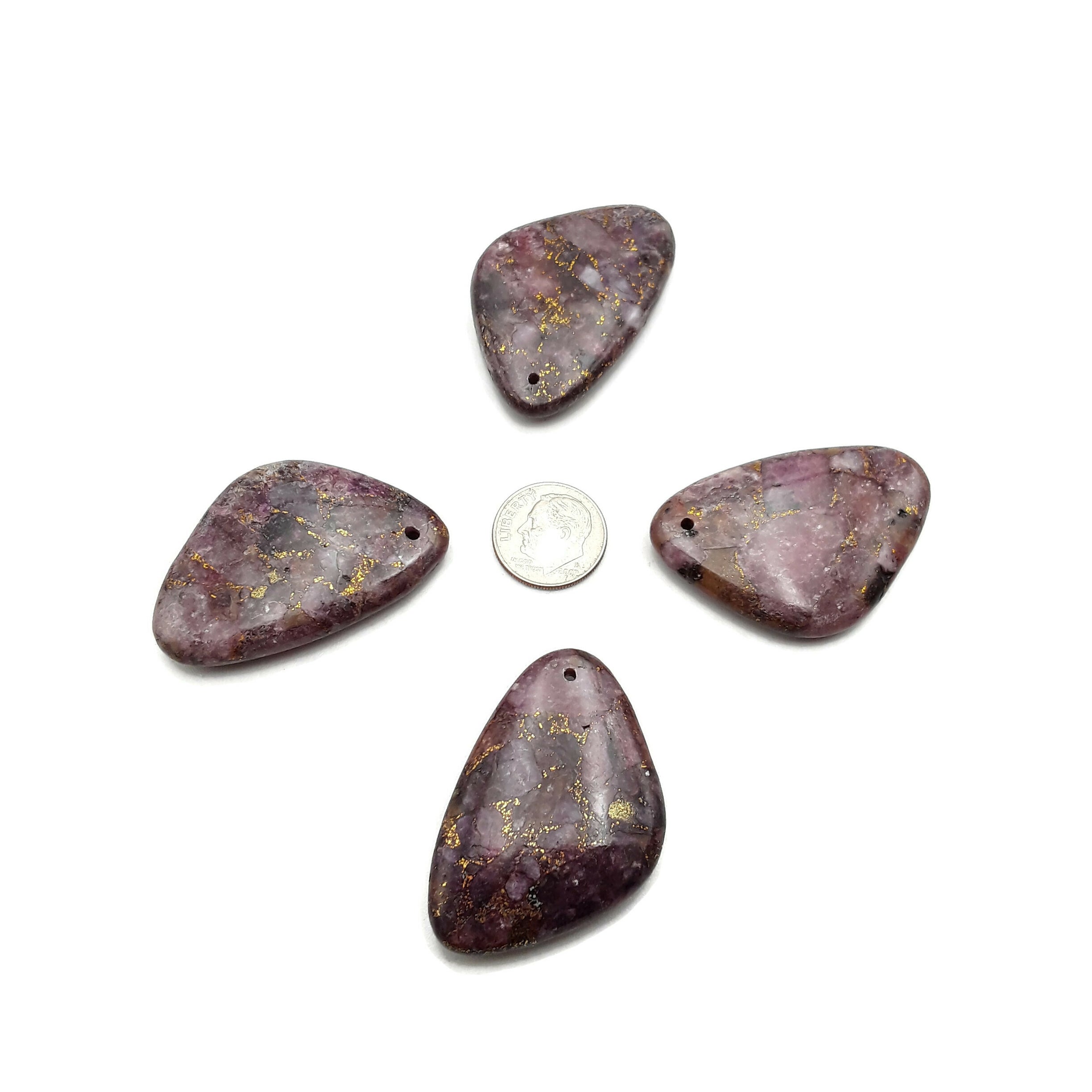 Natural Lepidolite with Gold Matrix Pendant - 30x45mm Irregular Healing Crystal Jewelry for Meditation, Stress Relief & Spiritual Balance