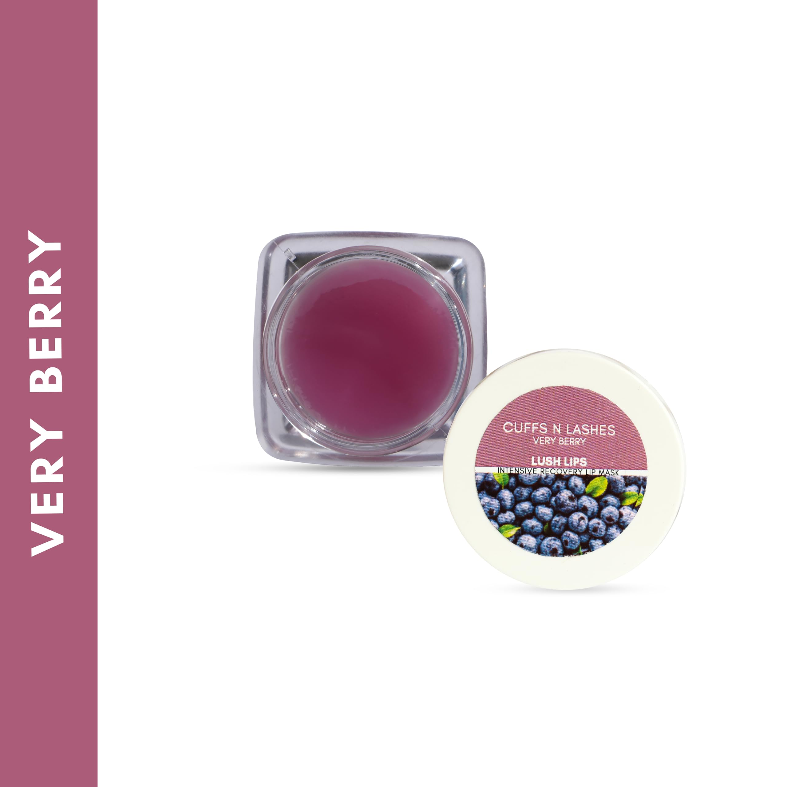 Cuffs N Lashes Lush Lips Intensive Recovery Mask - Very Berry | Overnight Lip Repair Mask for Dry, Chapped Lips | Paraben-Free, Enriched with Vitamin E, Shea Butter & Castor Seed Oil | Perfect for Winter Care & Nighttime Hydration