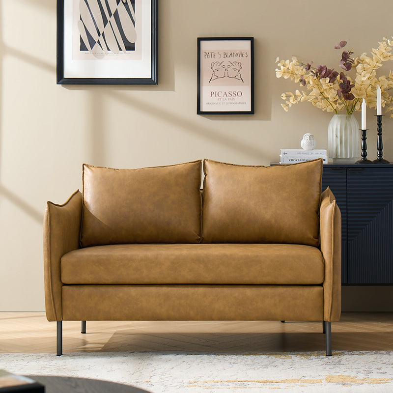 Modern Industrial Loveseat with PU Leather - Stylish Small Sofa for Living Room, Office or Lounge - Comfortable Two-Seater Couch for Home Decor