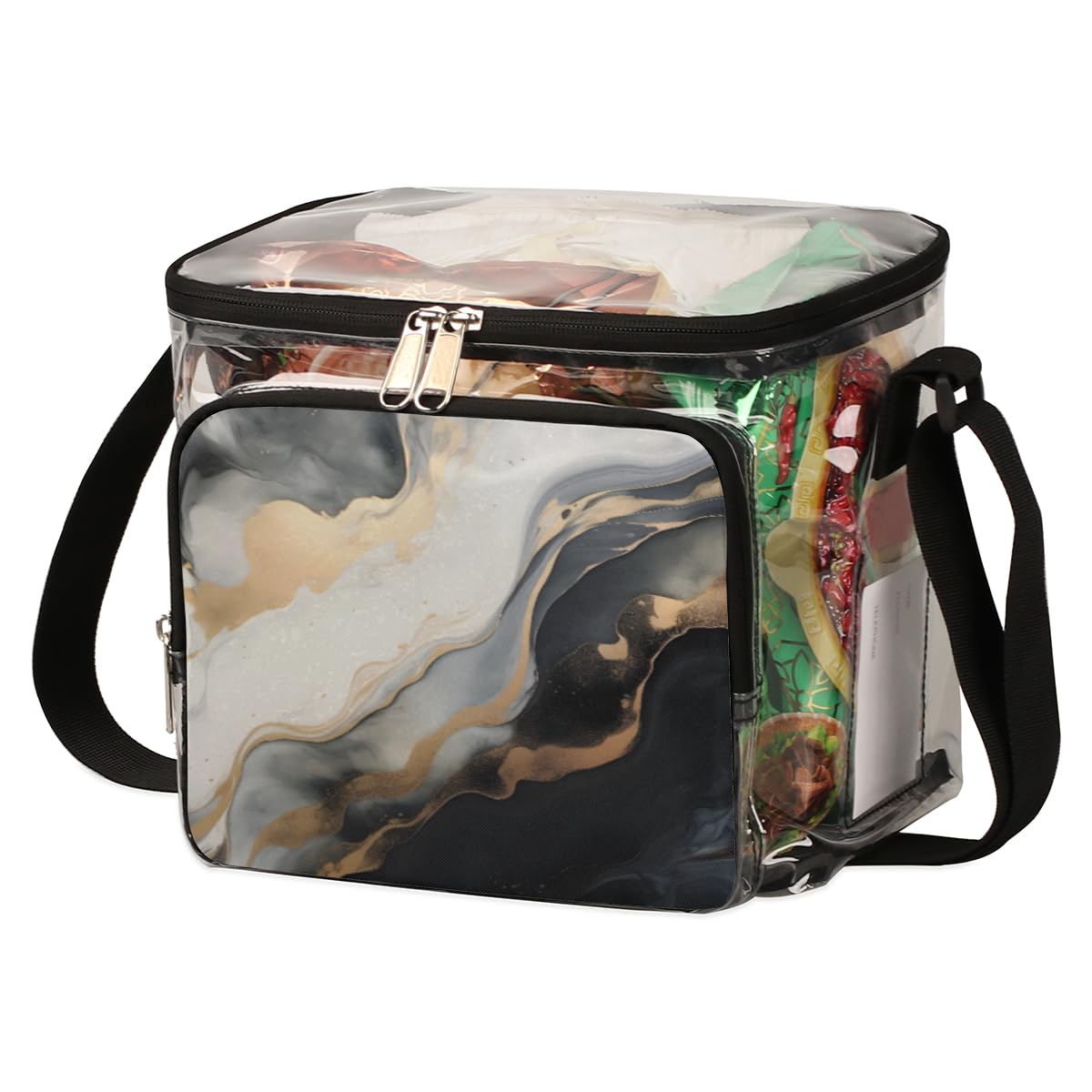 GzLeyigou Liquid Marbling Clear Tote Bag with Handles - Abstract Ink Paint Transparent Crossbody Shoulder Bag for Women - Perfect for Outdoor Travel, Picnic, Concerts & Sports Events (Stadium Approved) - Great for Beach, Shopping & Festival Essentials