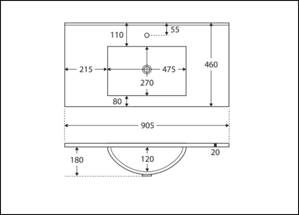 Fienza TCLB90ZL 900mm Modern Bathroom Vanity with Dolce Matte Black Fingerpull & Satin White Finish - Wall Hung Left Drawer Design for Small Space Bathrooms & Powder Rooms