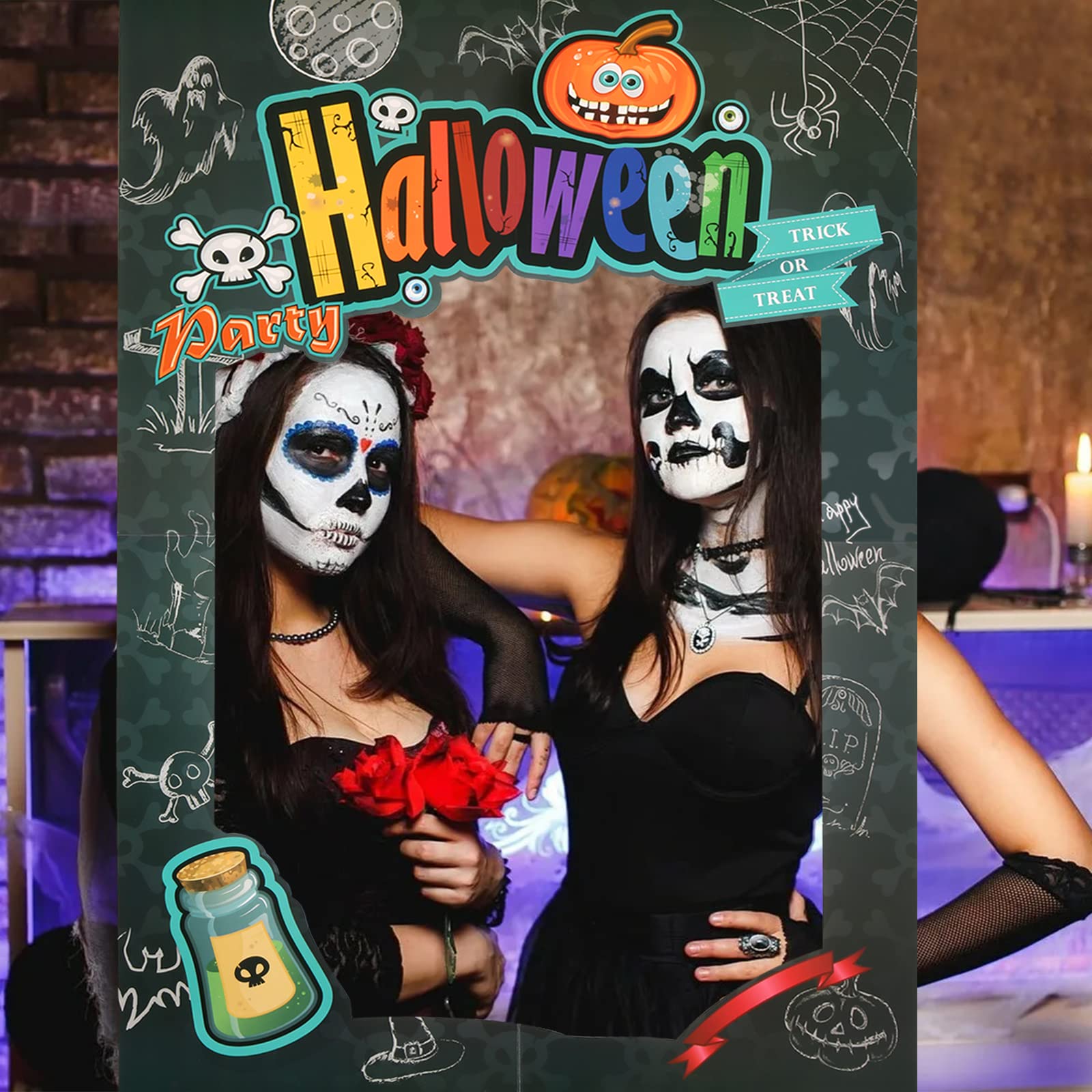 22PCS Halloween Photo Booth Props Set - Fun Selfie Frame & Party Decorations for Halloween Celebrations | Perfect for Costume Parties, Trick or Treat Events & Spooky Social Media Photos