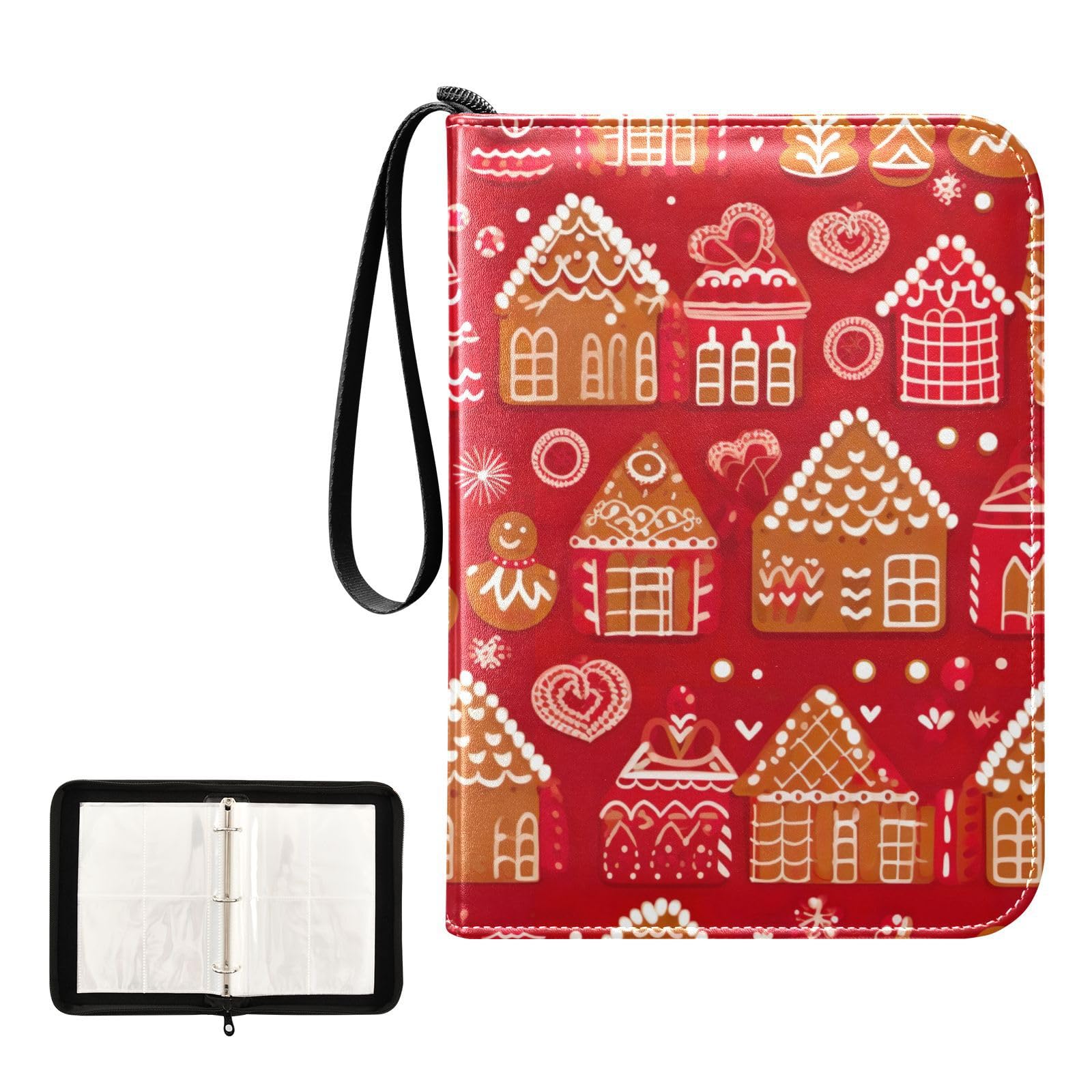 Christmas Gingerbread House 4-Pocket Trading Card Binder - 50 Sleeves Holds 400 Cards, 3-Ring Card Holder Album for Collectors | Perfect for Holiday Gifts, Trading Card Storage & Display for Boys & Girls