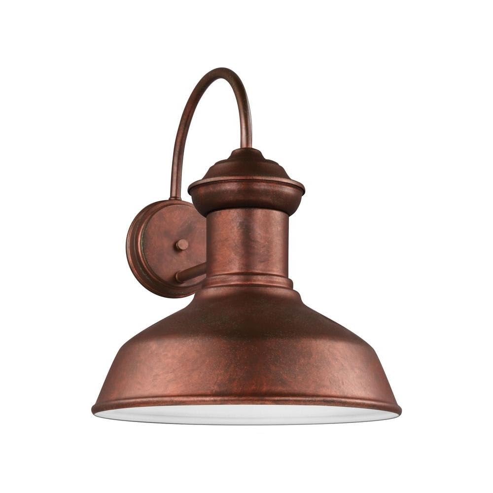100W Large Outdoor Wall Lantern with Weathered Copper Finish - Traditional Medium Base Exterior Light Fixture (73-Bel-2015955 Red) - Perfect for Porch, Patio, Garden & Entryway Lighting