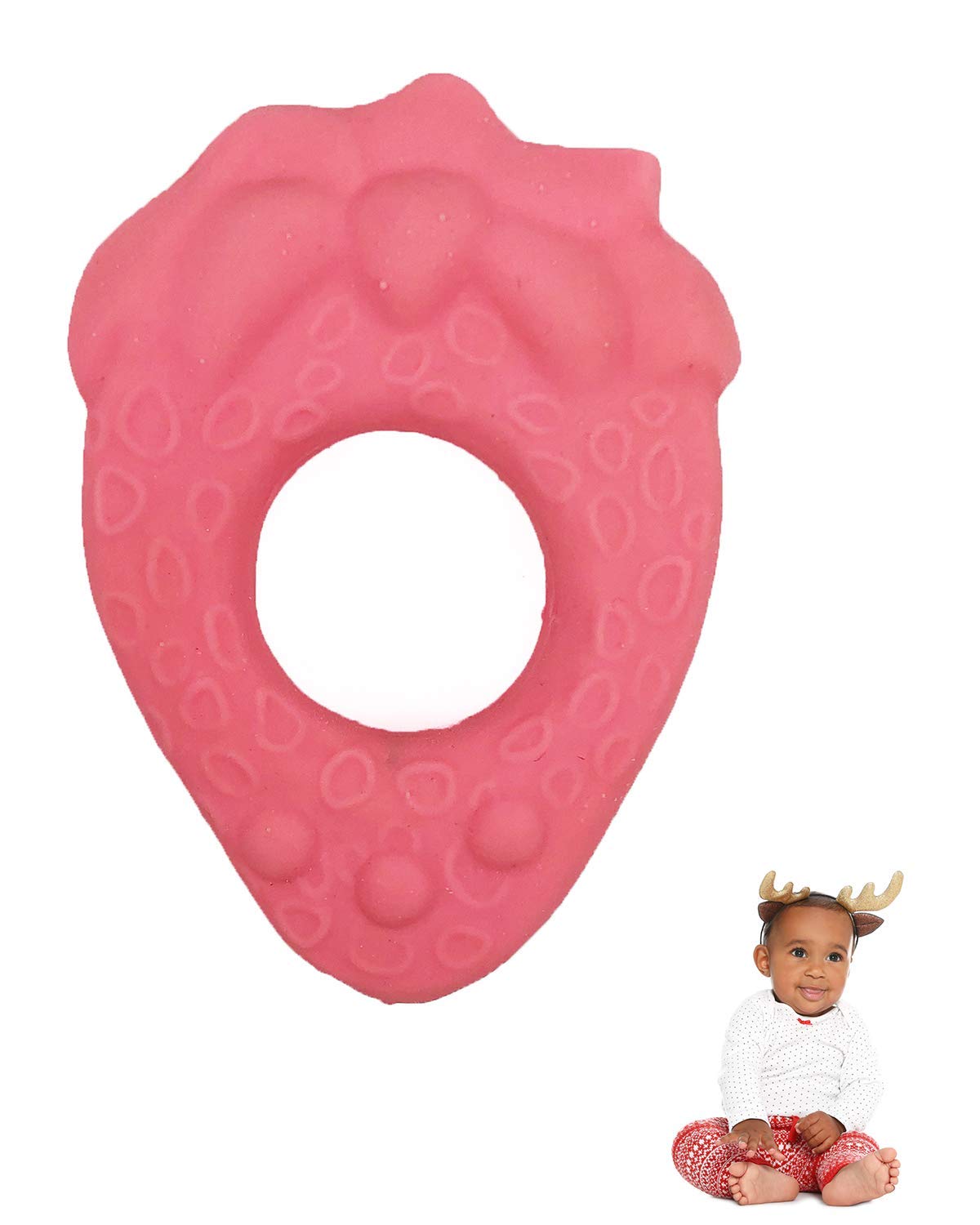 Lanco Toys 90519 Strawberry Teething Ring for Babies - Soothing Relief for Sore Gums, BPA-Free Infant Teether Toy - Perfect for Newborns & Toddlers During Teething, Travel & Playtime