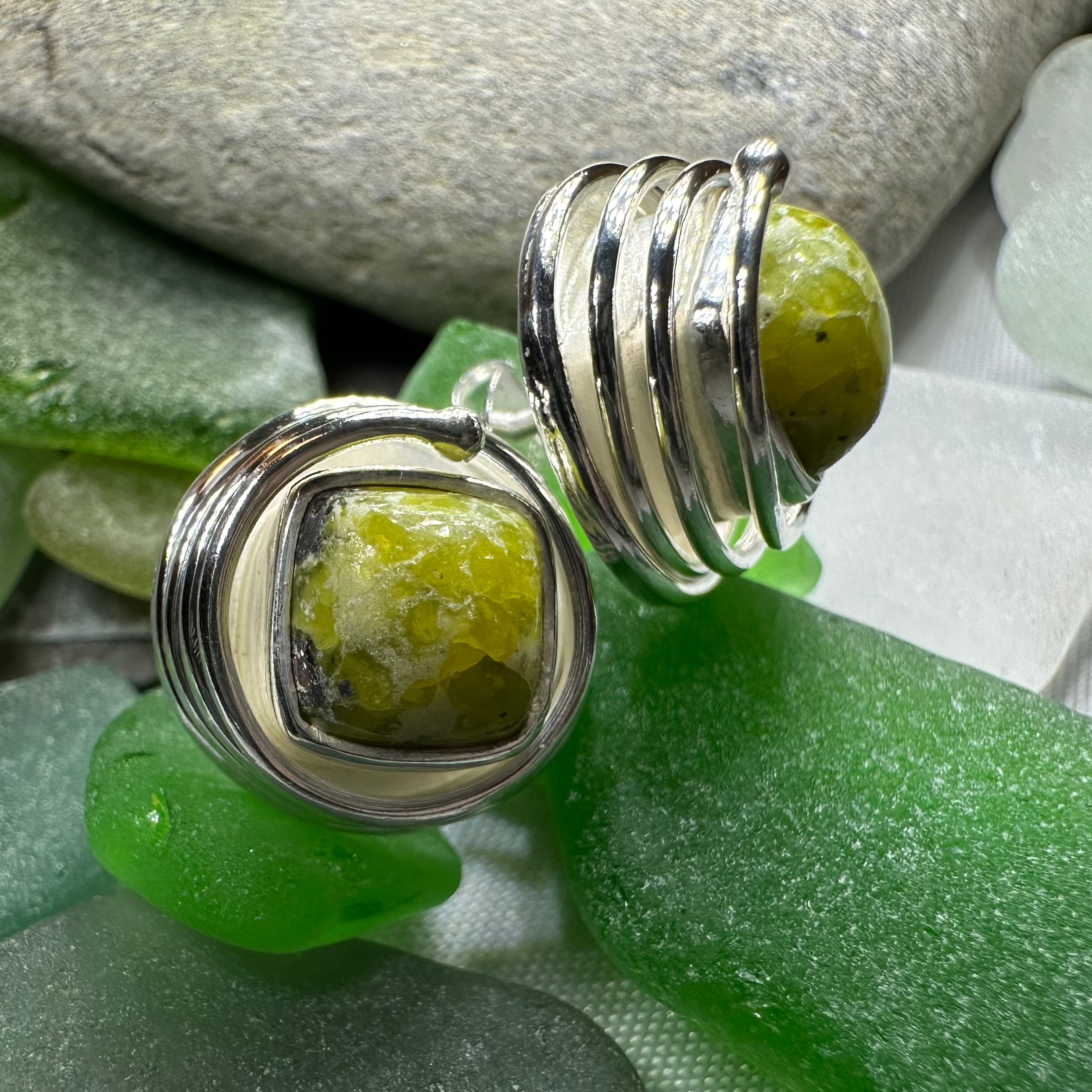 Connemara Marble Celtic Spiral Post Earrings - Handmade Irish Jewelry for Women, Dainty Stud Earrings for Everyday Wear | Perfect Gift for Birthday, Anniversary & St. Patrick's Day