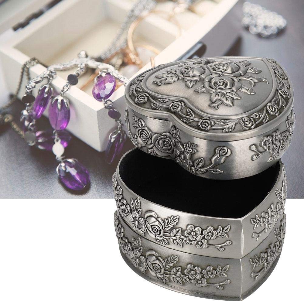 Antique European Style Heart-Shaped Jewelry Box Organizer - 4-Layer Ring & Jewelry Storage Case with Retro Decorative Design | Perfect for Display, Travel & Gift Giving