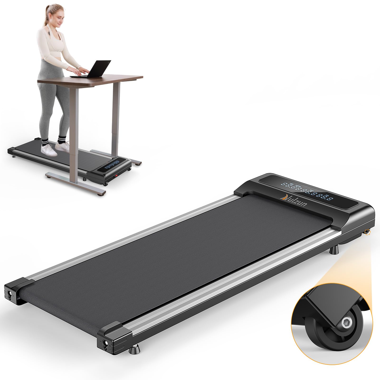 Under Desk Treadmill for Home Office - 2 in 1 Walking Pad Treadmill with Remote Control, LED Display & 2.5HP Quiet Motor, Portable Mini Treadmill for Under Desk Use (265 lbs Capacity) - Perfect for Work from Home, Office Exercise & Small Space Workouts