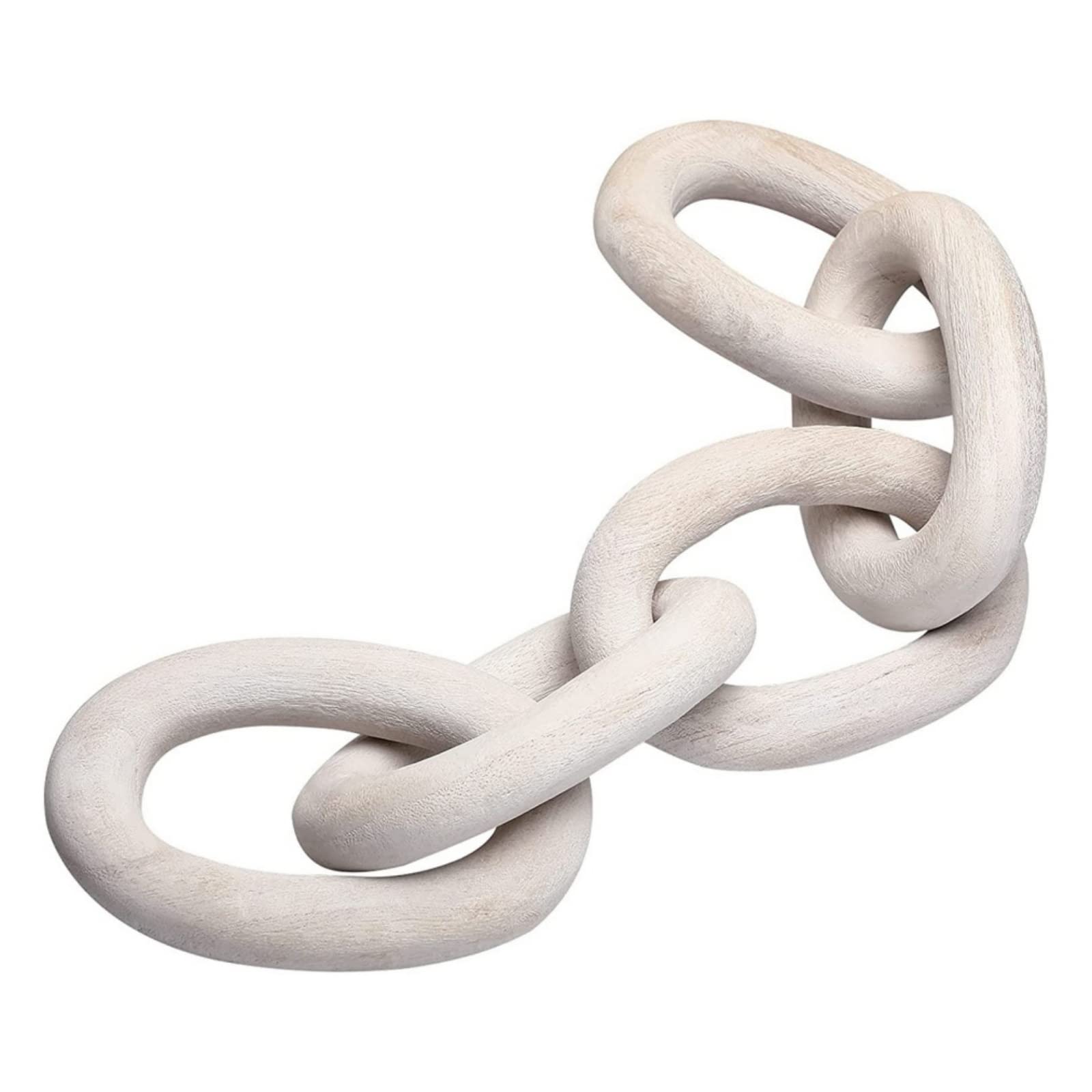 Novobey 5 Link Hand Carved Wood Chain Decor - Boho Home Decoration for Living Room, Bedroom, Office | Rustic Wall Hanging & Shelf Display Accent