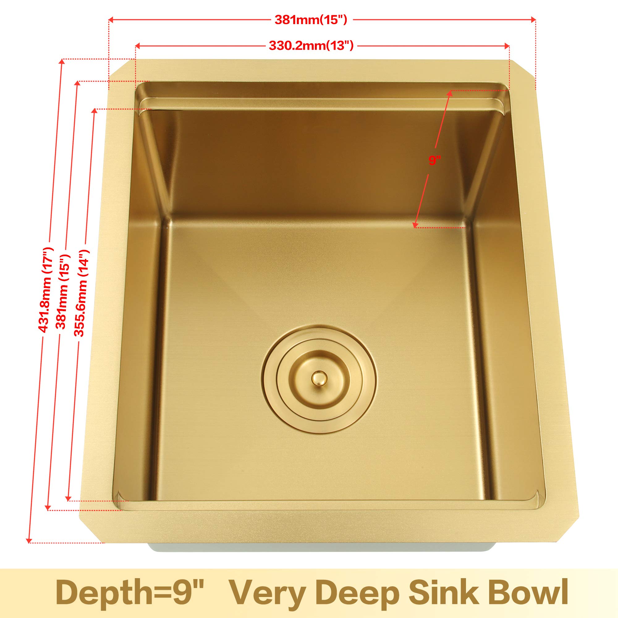 Premium Gold Undermount Bar Sink - 15