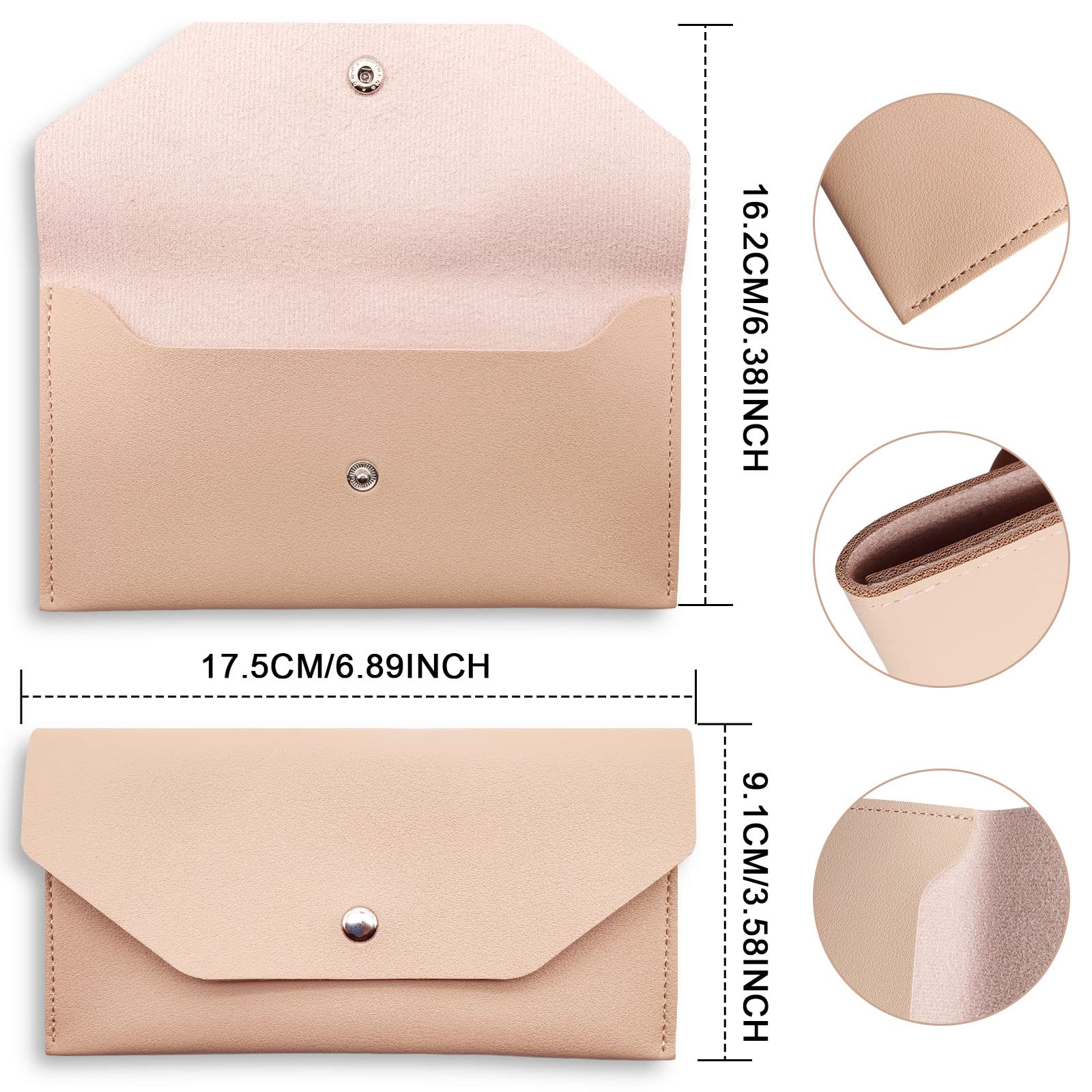 BLMHTWO Women's Leather Cash Envelope Wallet - Reusable Budget Organizer & Bill Holder for Money Management (Pink) - Perfect for Travel, Shopping, and Personal Finance Organization