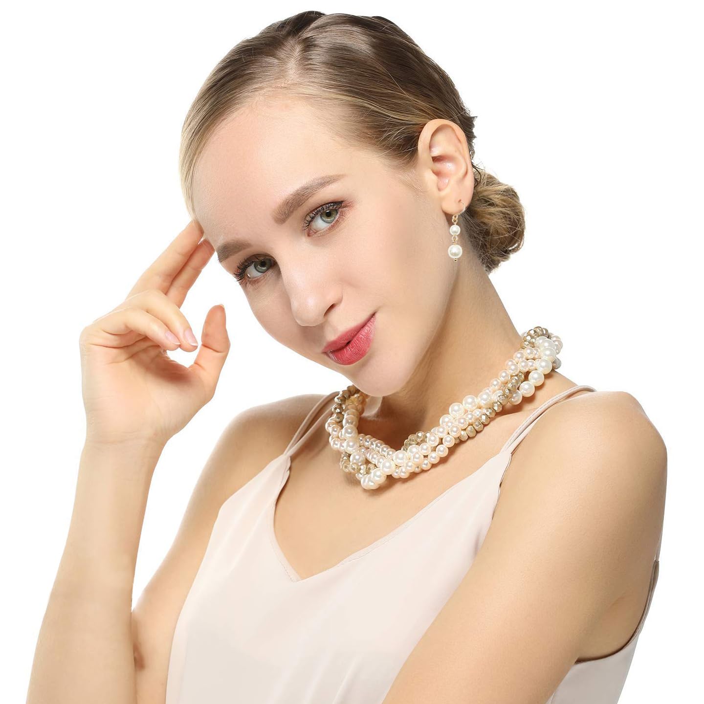 Elegant Gold Statement Necklace Set for Women - Aesthetic Collar Necklace & Earrings | Bridal Party Jewelry, Wedding Accessories & Evening Wear Fashion