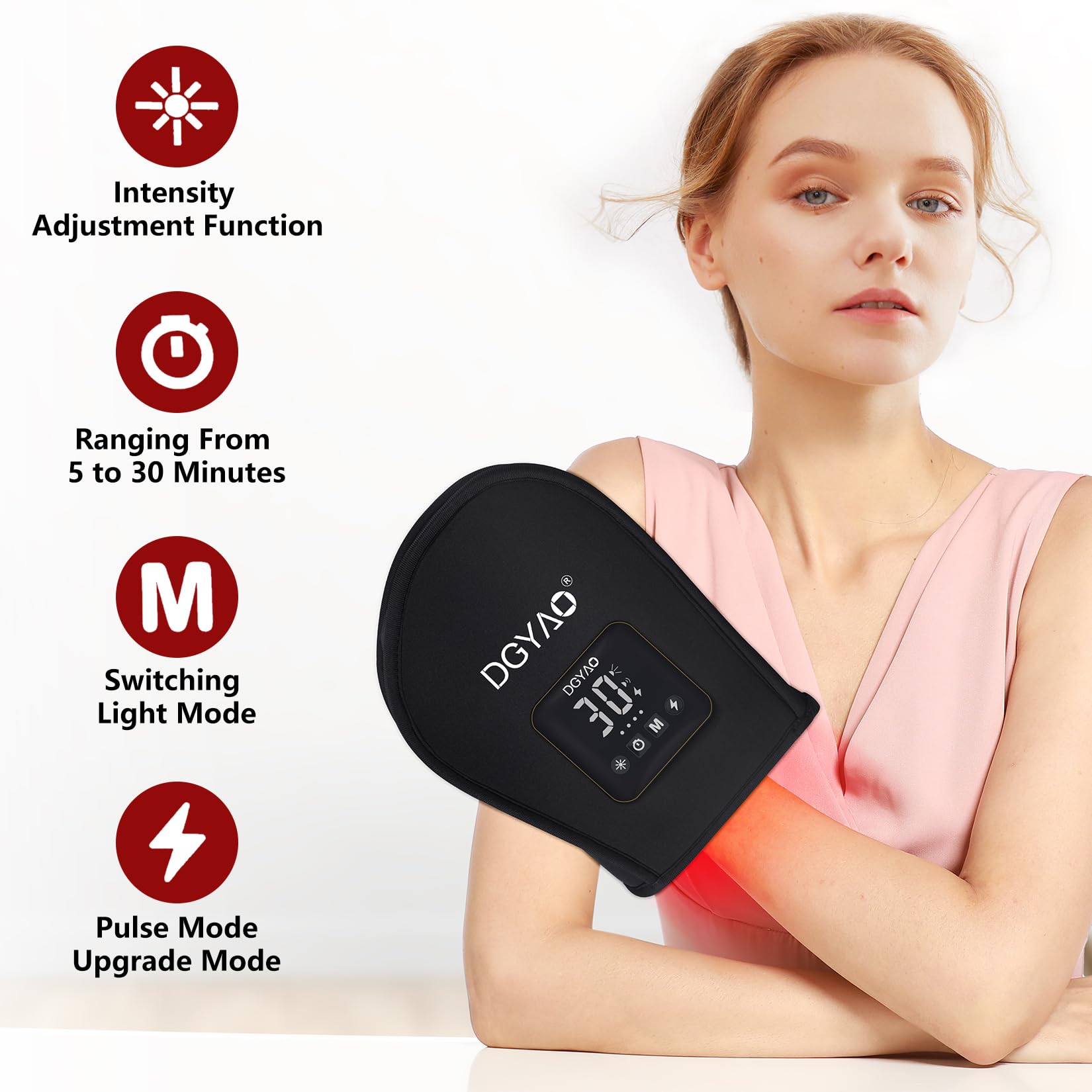DGXINJUN Cordless Red Light Therapy Device - FDA Cleared Portable Near Infrared Light Therapy for Hand, Fingers & Palm Pain Relief - Wireless, Wearable & Rechargeable with 4000mAh Battery - Perfect for Arthritis, Carpal Tunnel & Joint Pain at Home or On-the-Go