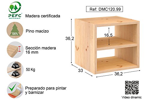 DINAMIC 1-Cube Bookcase with Adjustable Shelves - Perfect for Home Office, Living Room & Bedroom Storage