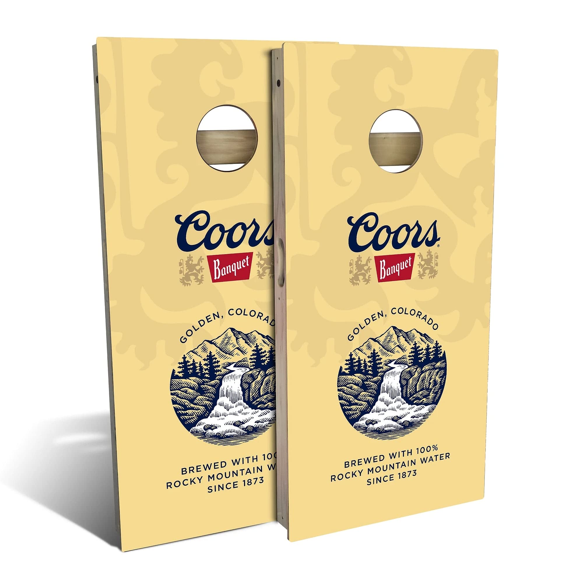 Premium Banquet Beer Cornhole Game Set - 2 Wooden Boards & 8 Bean Bags - Outdoor Lawn Tailgate Party Games for Adults - Backyard BBQ, Beach, Camping Entertainment