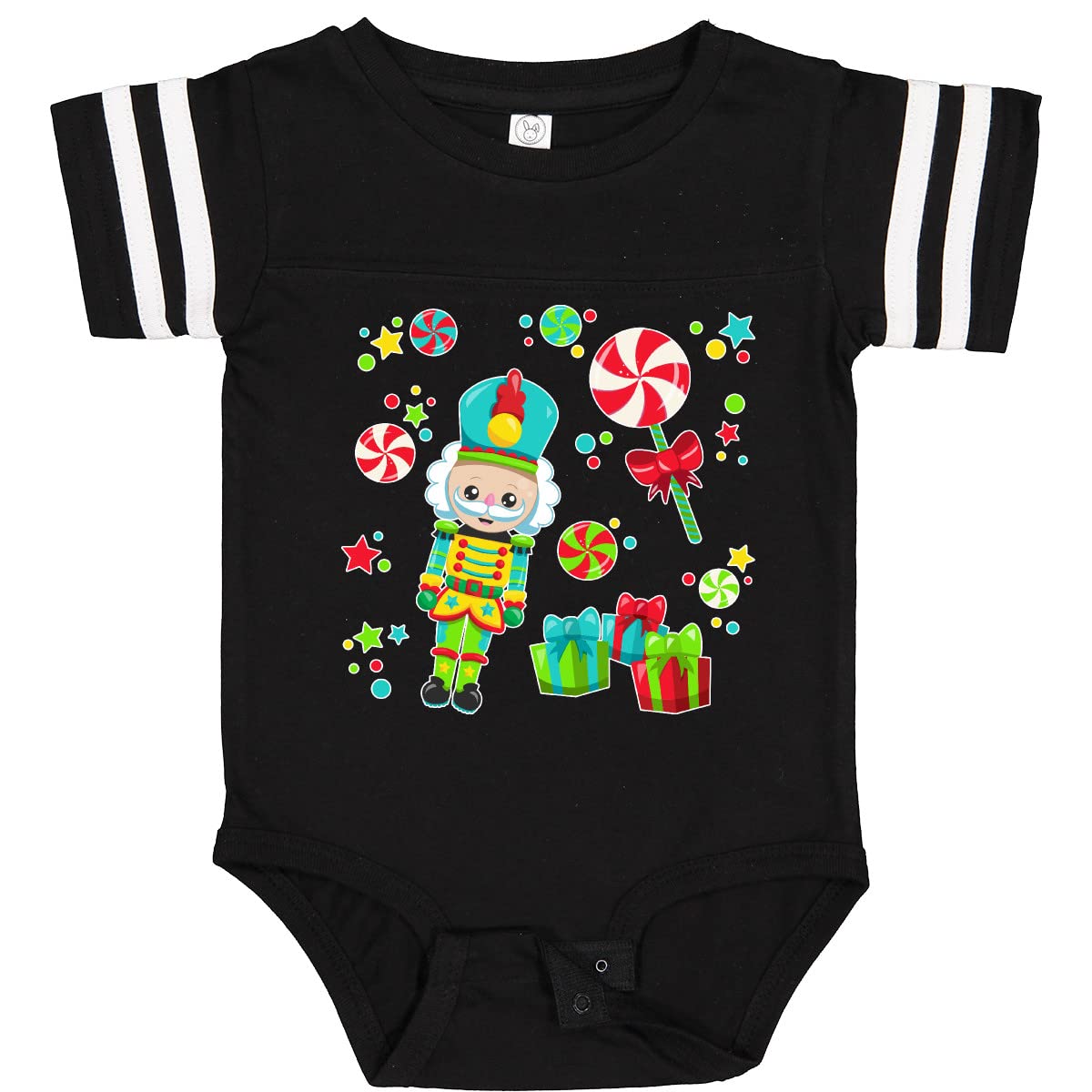 Inktastic Holiday Nutcracker and Candy Christmas Baby Bodysuit - Festive Outfit for Infants, Toddler Christmas Party, Family Photos, Holiday Celebrations