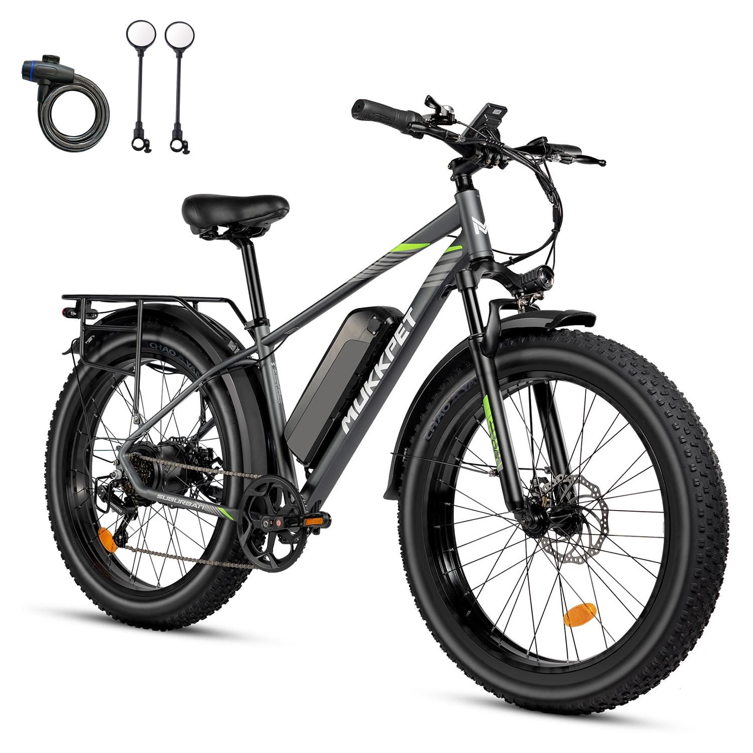 1500W Peak 25MPH Electric Bike for Adults - 65 Mile Range, 26