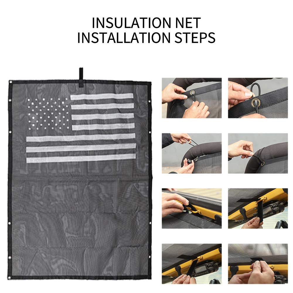 1997-2006 Jeep Wrangler TJ UV Protection Mesh Sunshade Top Cover - Durable US Flag Design for Off-Road & Summer Driving
