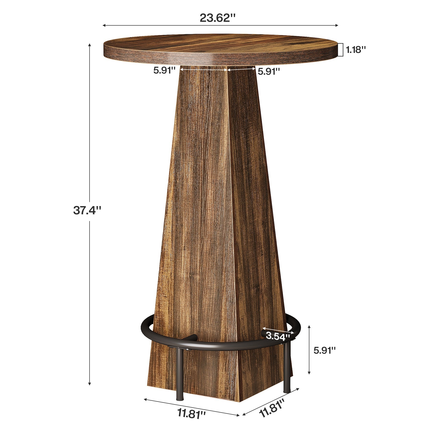 Round Pub Table with Footrest - 30
