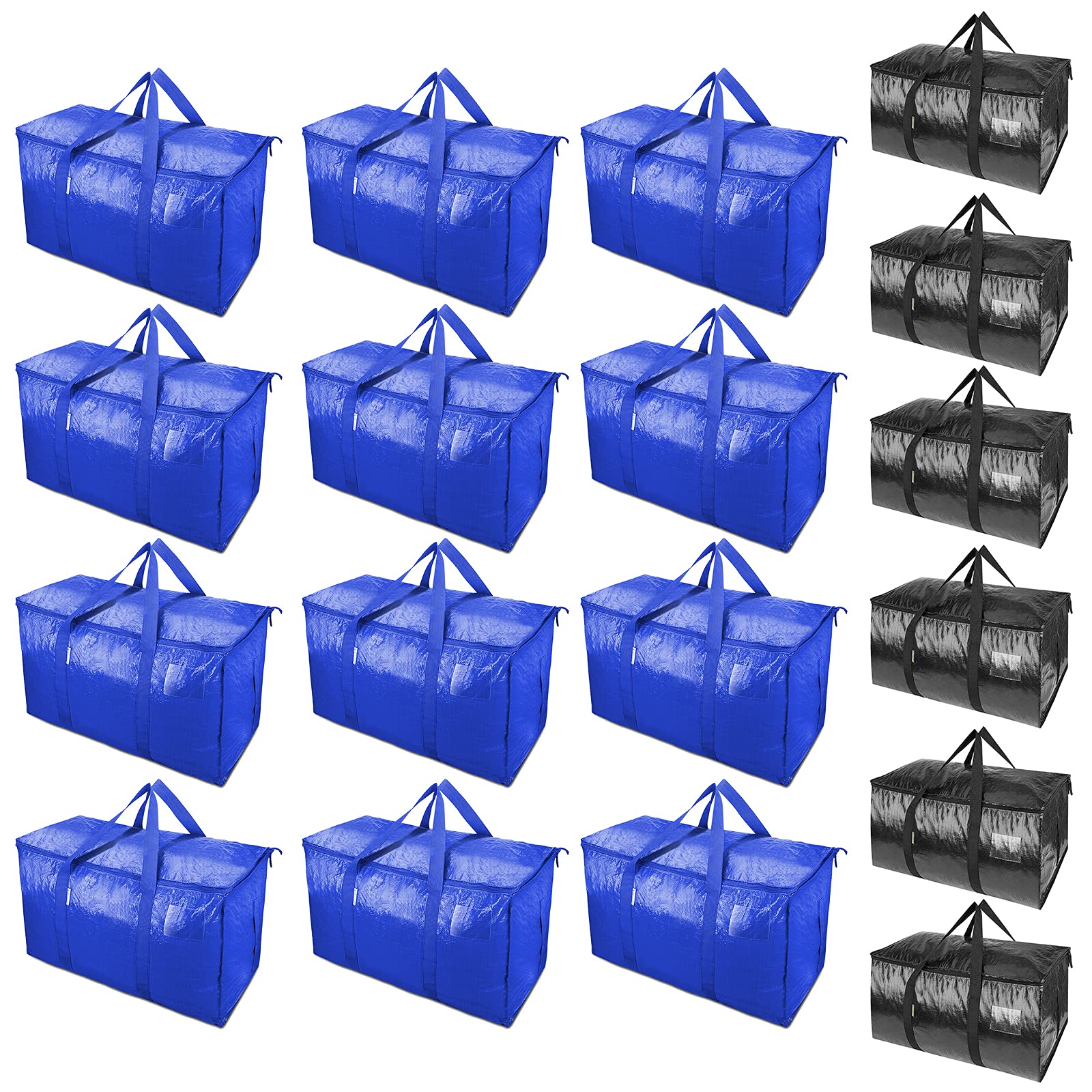 TICONN 12+6 Pack Extra Large Moving Bags with Handles - Heavy Duty Storage Bags for Moving, Travel, Clothes & Home Organization (Perfect for College Dorm, Apartment Relocation & Vacation Packing)