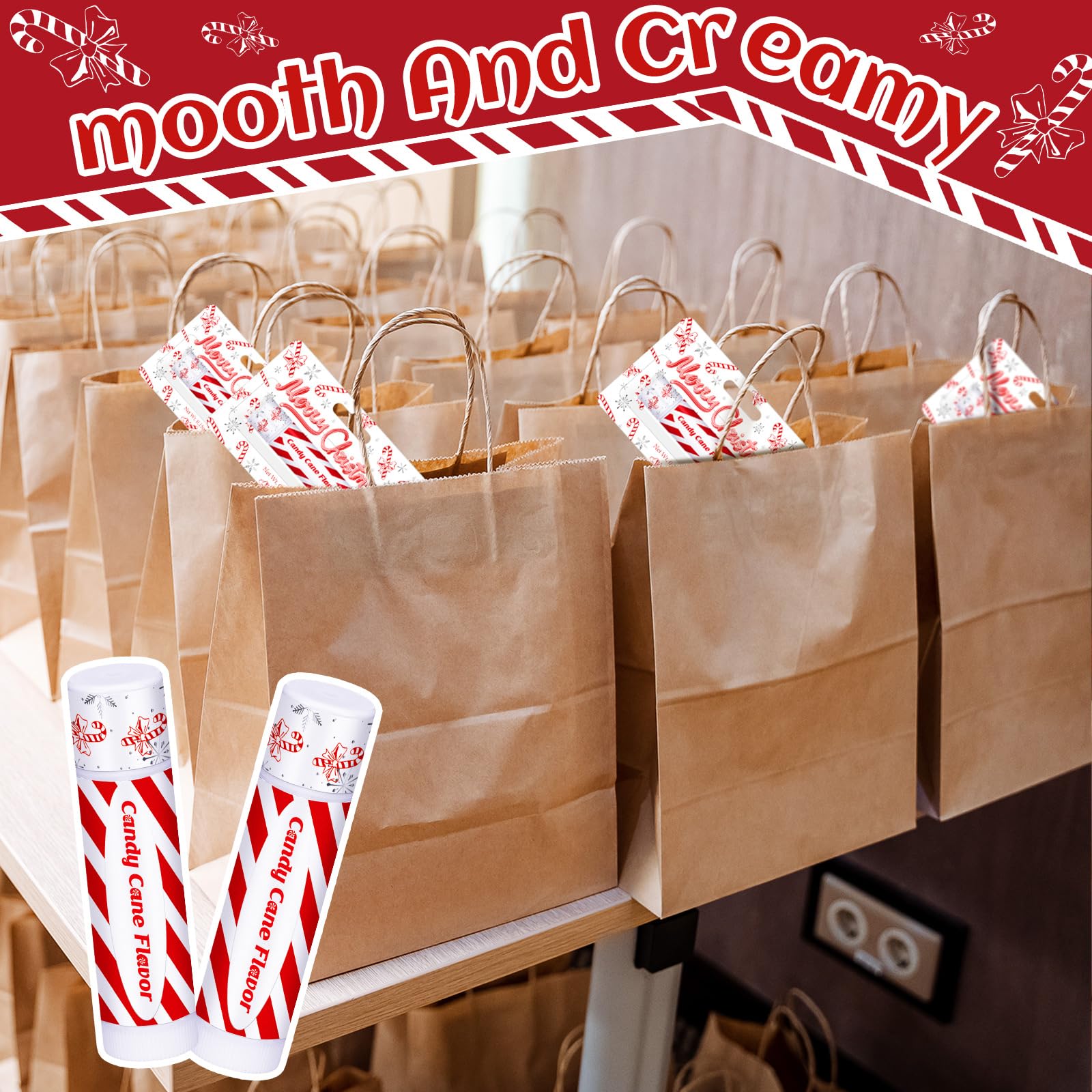30 Pack Christmas Candy Cane Peppermint Lip Balms - Bulk Holiday Peppermint Flavor Scented Lip Care - Perfect for Christmas Party Favors, Stocking Stuffers, Gifts for Women, Men, Employees & Coworkers - Great for Office Parties, Holiday Events & Charity Donations