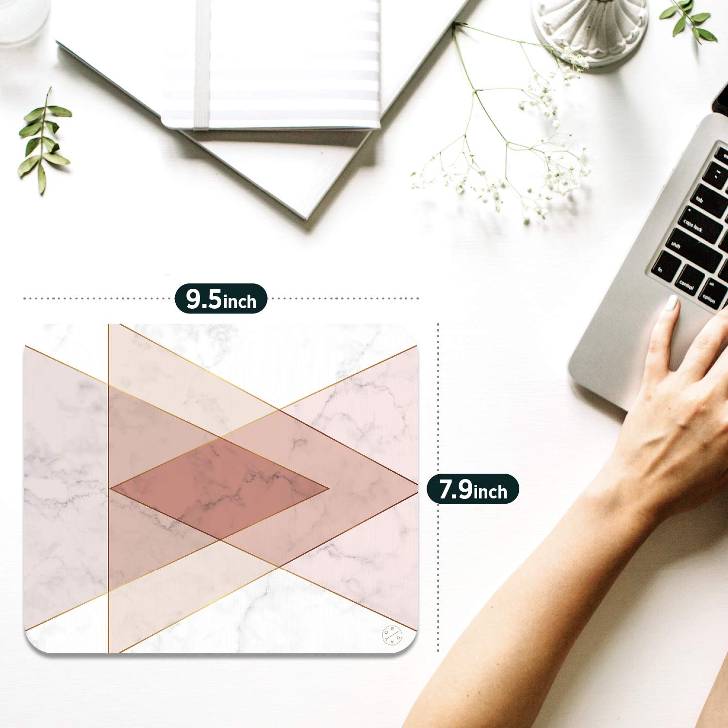 Oriday Gaming Mouse Pad with Inspirational Quote - Non-Slip Motivational Mouse Mat for Work & Office - Triangle Design on Marble Surface - Perfect for PC, Laptop & Gaming Setup