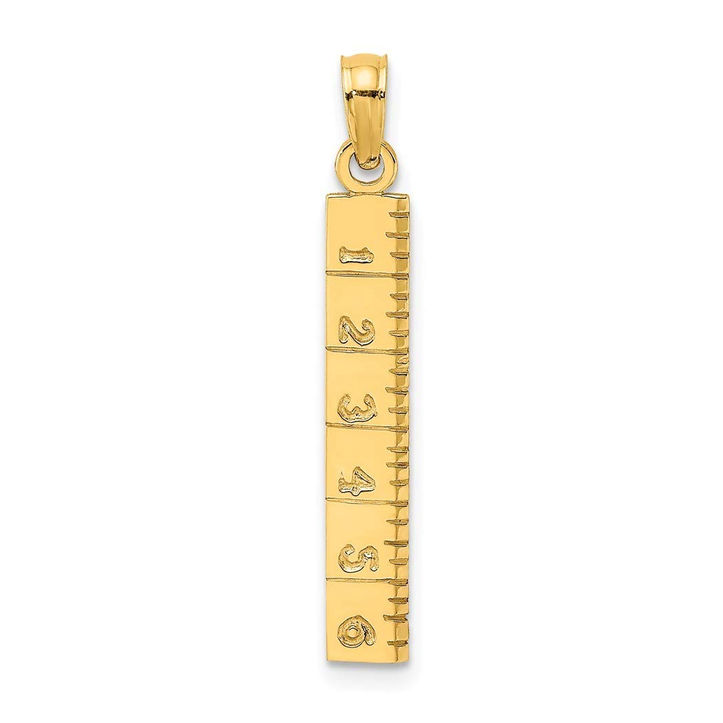 8mm 14k Polished Gold Six Inch Ruler Pendant Necklace - Elegant Jewelry Gift for Women, Girls, Wives - Perfect for Graduation, Birthday, Anniversary & Special Occasions