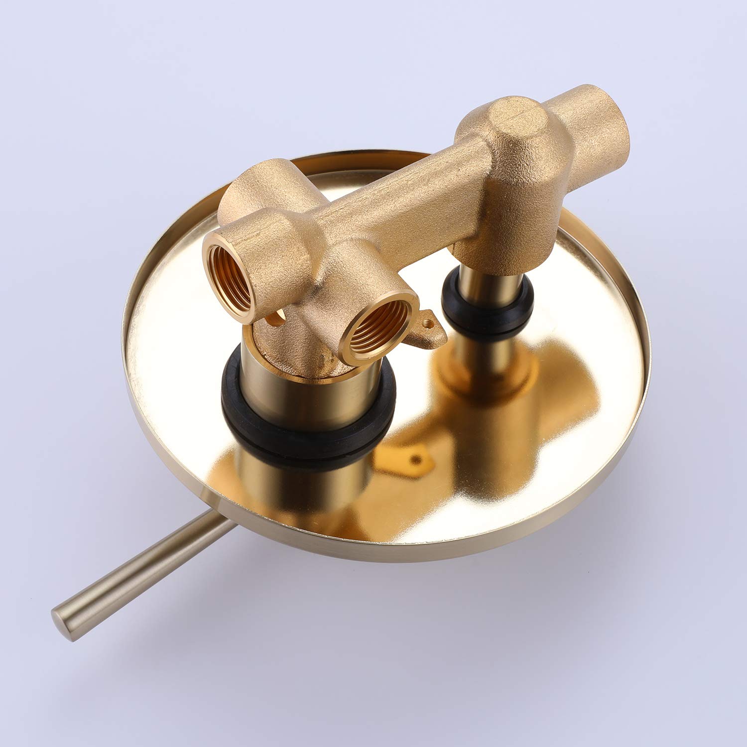 RBROHANT Brushed Gold Shower Faucet Set - 10 Inch Round Rainfall Shower Head with Handheld Spray, Wall Mounted Bathroom Fixture (Includes Rough-in Valve & Trim Kit) for Luxury Spa-Like Shower Experience