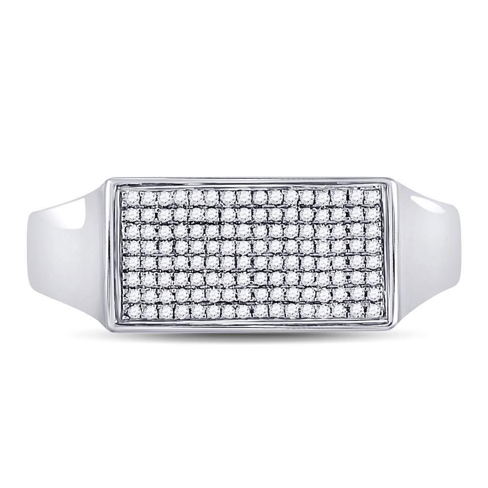 Sterling Silver Men's Round Diamond Cluster Fashion Band Ring - 1/4 CTTW - Perfect for Weddings, Engagements & Special Occasions