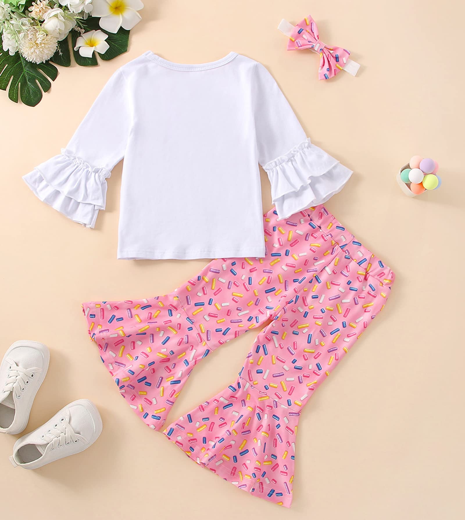 Newborn Baby Girls Pink Striped Tutu Dress & Headband 2Pcs Set - First Birthday Outfit, Casual Donut Print Skirt for Photoshoots, Parties & Special Occasions