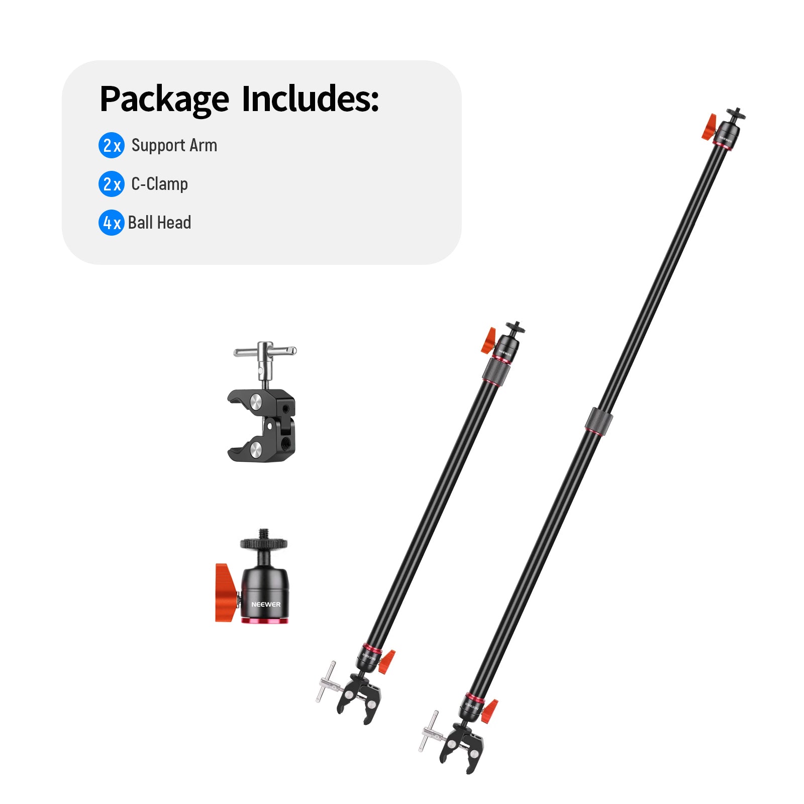 NEEWER 2 Pack Professional Aluminum Alloy Camera Slider Support Arm for DSLR Mirrorless Cameras - Perfect for Video Shooting, Vlogging, and Photography