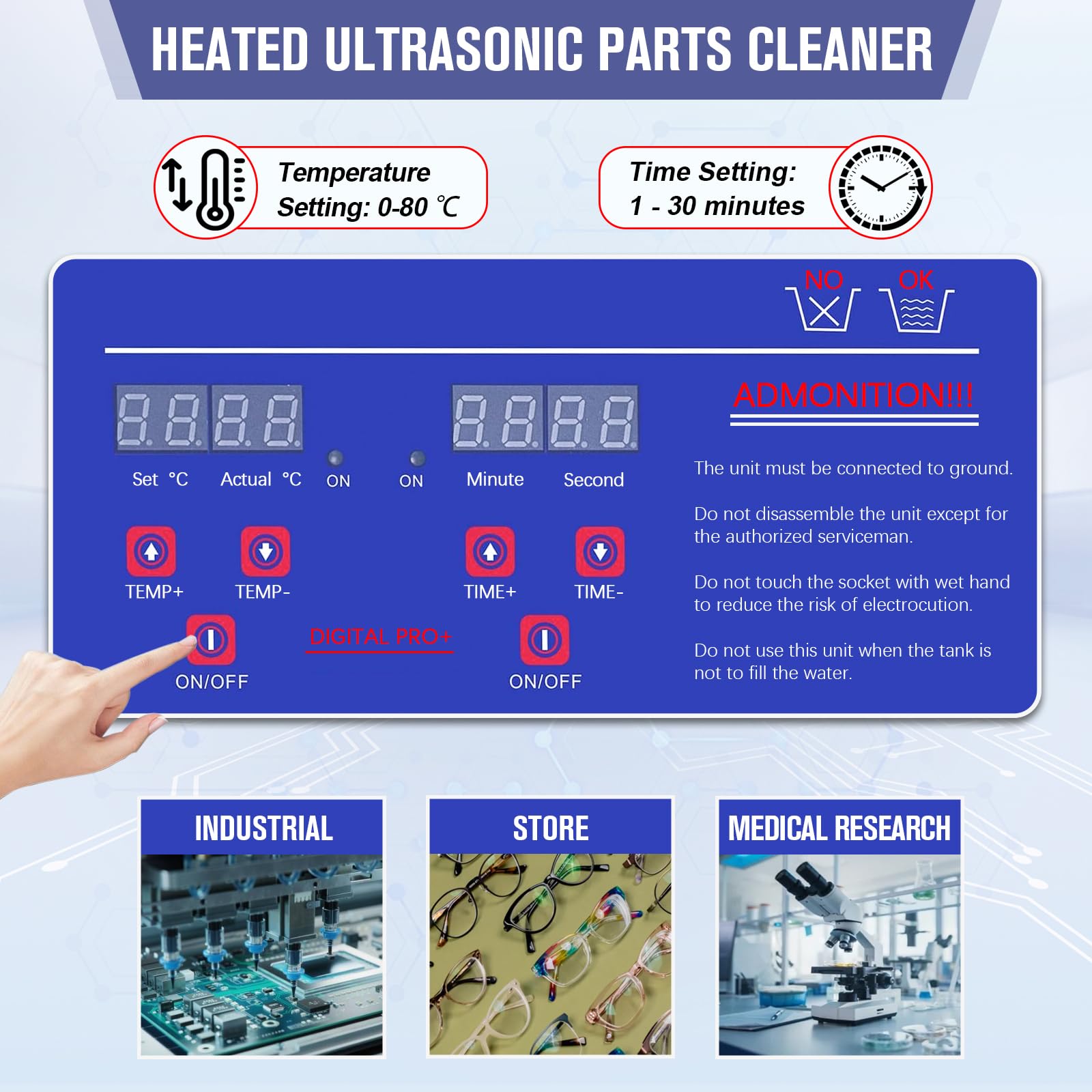 2L Industrial Ultrasonic Carburetor Cleaner Machine with Heater & Digital Timer - 110V Automotive Parts Cleaner for Carb Repair, Tools & Engine Components - Perfect for DIY Mechanics & Professional Auto Shops
