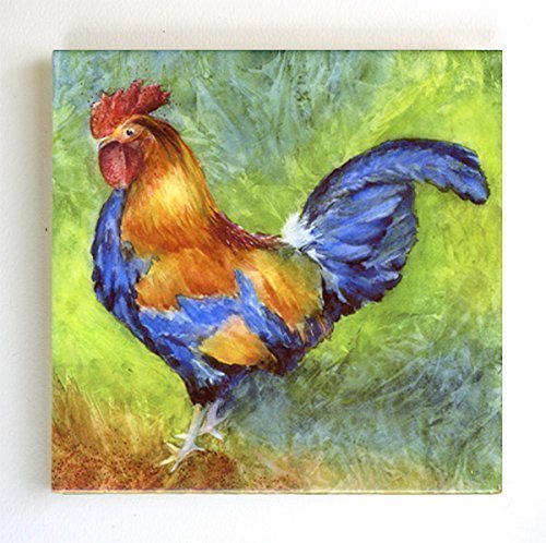 Original Elvira Para Art Rooster Tile Trivet - Handcrafted Ceramic Hot Plate for Kitchen, Mexican Folk Art Decor - Perfect for Serving Dishes, Protecting Tables, and Adding Colorful Home Decor