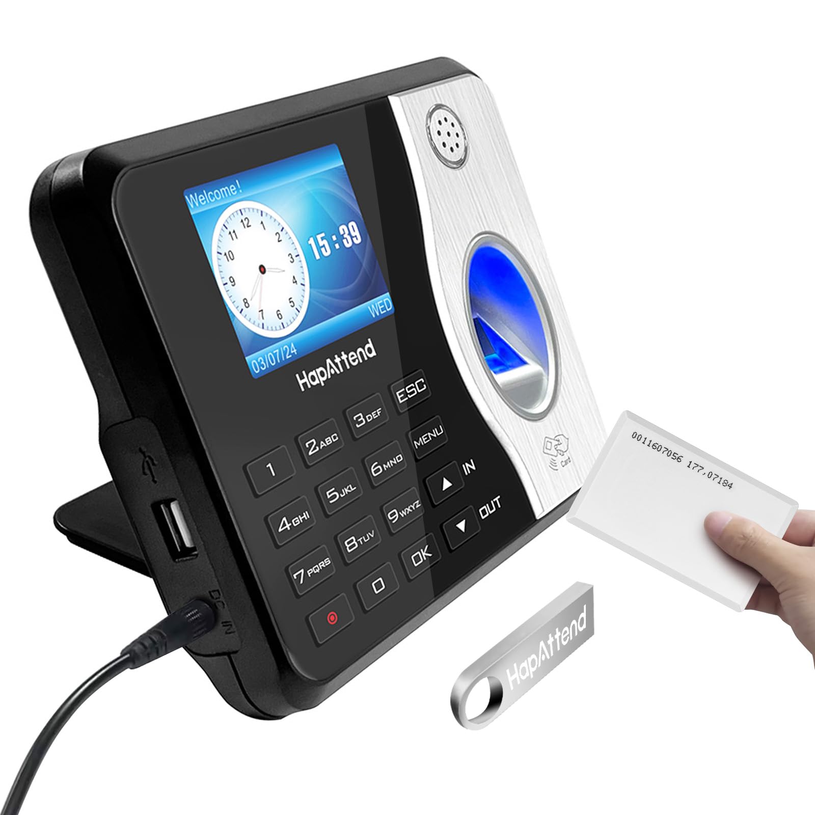 Standalone Biometric Time Clock with Fingerprint, RFID & PIN - 15 RFID Cards Included | No Monthly Fees | Perfect for Office Attendance, Employee Time Tracking & Small Business Management