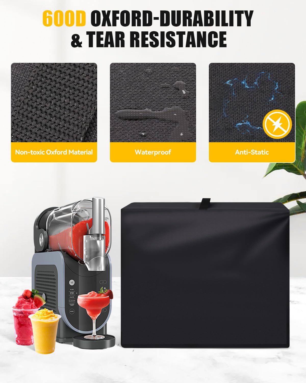 Waterproof & Dustproof Anti-Static 600D Oxford Cover for Ninja Professional Slushie Machine FS301/SLUSHi FS301C - Protective Lid for Frozen Drink Maker, Black | Perfect for Home Bars, Parties & Outdoor Events