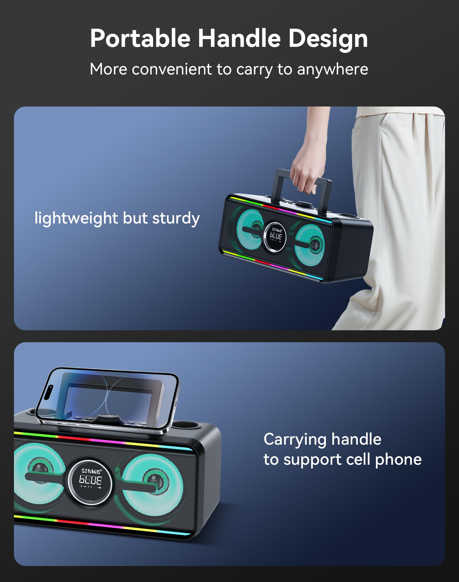 Portable Bluetooth Karaoke Machine with 2 UHF Wireless Microphones & LED Lights - Home Party Speaker System for Adults & Kids | Indoor/Outdoor Use, Weddings, Church Events, Birthday Gifts (K2 Model) - Perfect for Family Gatherings, Karaoke Nights & Special Celebrations