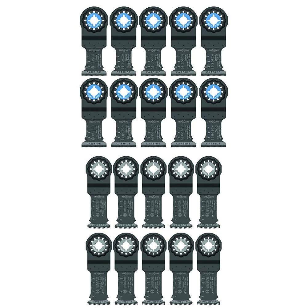 Bosch Starlock Carbide Oscillating Tool Blades 20-Piece Set - 10 Metal Cutting Blades & 10 Multi-Tool Blades for Hardwood, Laminate | Perfect for DIY Projects, Home Renovations & Professional Construction Work