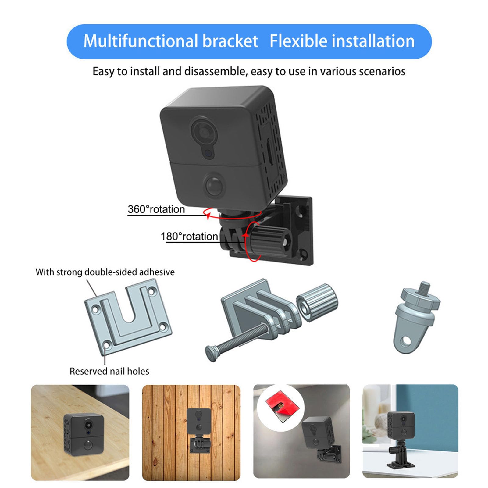 Yctze Small Wireless Security Camera with Human Detection - 1080P HD Night Vision, 2-Way Audio, 1200mAh Battery, WiFi Indoor Camera for Home/Pet Monitoring (White, ABS Material) - Perfect for Baby Rooms, Elderly Care & Pet Surveillance