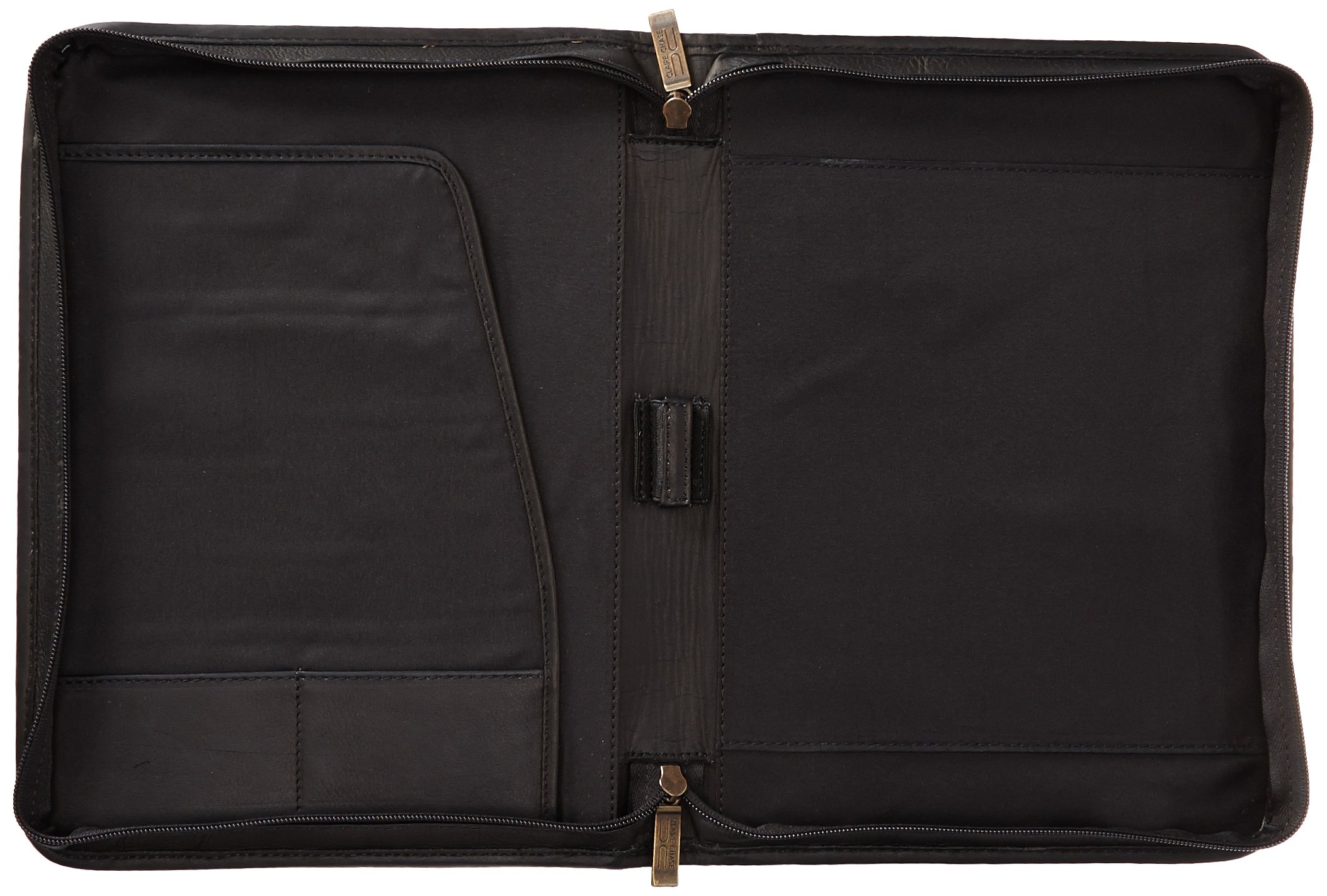 Claire Chase Classic Zippered Leather Folio for Business - Black Professional Portfolio Organizer for Documents, iPad, Laptop | Perfect for Office, Travel & Meetings