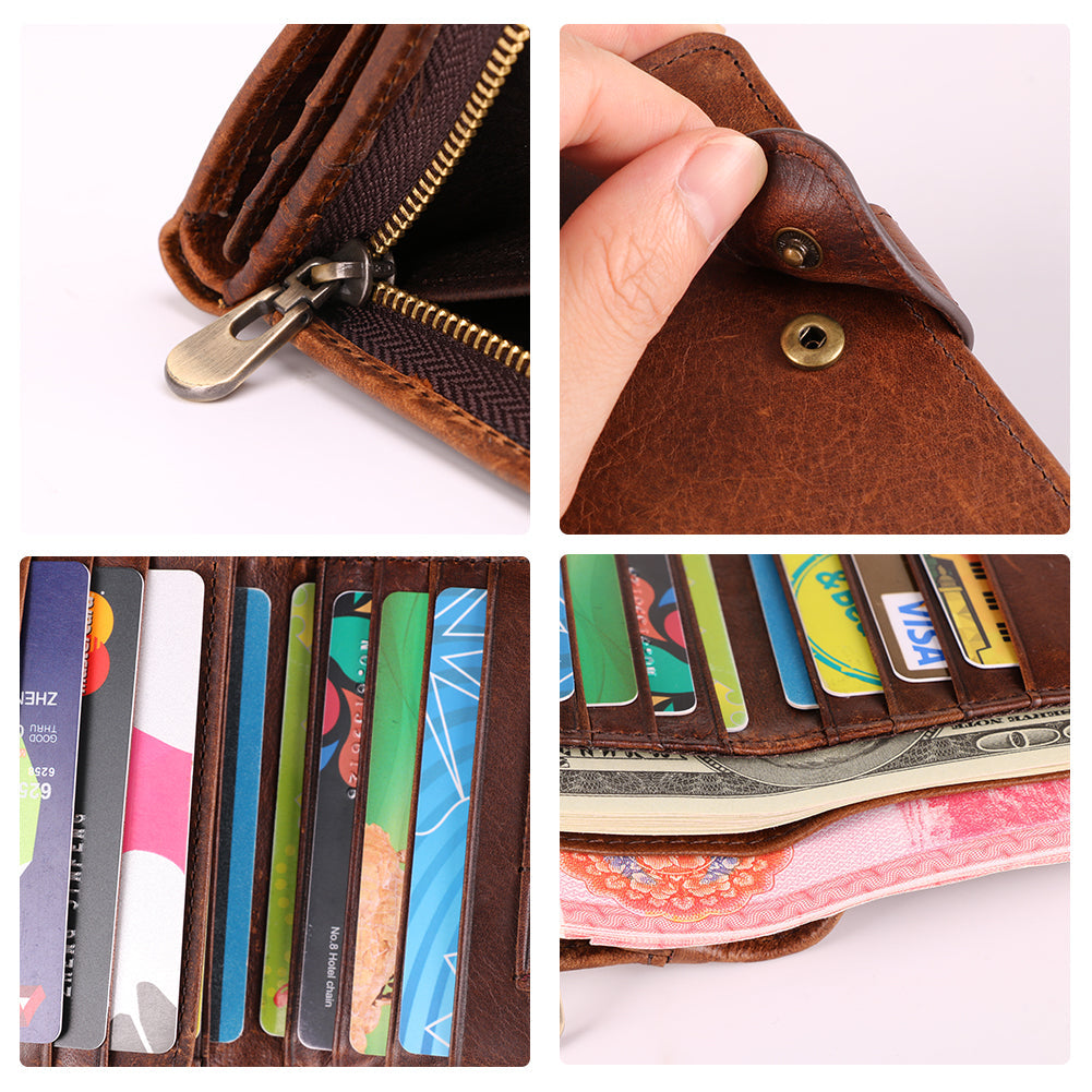 RFID Blocking Bifold Wallet for Men - Slim Leather Credit Card Holder with Money Clip - Perfect for Travel, Business & Everyday Use